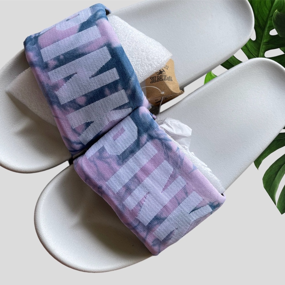 Victoria Secret PINK  Purple Petal Tie Dye Seamless Slides